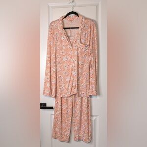 Eberjey Gisele Long Sleeve 2-Piece Pajama Set Fiore Rose Cloud/Ivory Floral Sz L